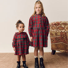 Load image into Gallery viewer, Red Check Long Sleeve Collar Dress (3mths-6yrs)