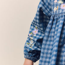 Load image into Gallery viewer, Denim Check Embroidered Long Sleeve Collar Dress (3mths-8yrs)