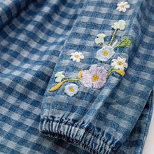 Load image into Gallery viewer, Denim Check Embroidered Long Sleeve Collar Dress (3mths-8yrs)