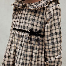 Load image into Gallery viewer, Neutral Check Long Sleeve Collar Dress (3mths-6yrs)