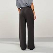 Load image into Gallery viewer, Chocolate Brown Drawstring Waist Tie Front Wide Leg Trousers