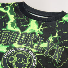 Load image into Gallery viewer, Black/Green Lightning Regular Fit Short Sleeve All-Over Print T-Shirt (3-12yrs)