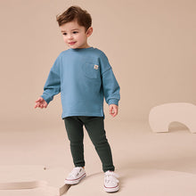 Load image into Gallery viewer, Blue Long Sleeve Top and Leggings Set (3mths-6yrs)