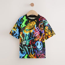 Load image into Gallery viewer, Black/Multi Graffiti Relaxed Fit Short Sleeve Graphic T-Shirt (3-12yrs)
