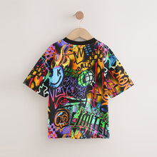 Load image into Gallery viewer, Black/Multi Graffiti Relaxed Fit Short Sleeve Graphic T-Shirt (3-12yrs)