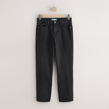 Load image into Gallery viewer, Black Mid Rise Ankle Straight Leg Jeans