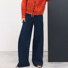 Load image into Gallery viewer, Indigo Blue Pintuck Wide Leg Denim Joggers