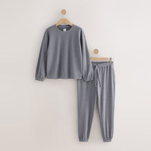 Load image into Gallery viewer, Slate Grey Cosy Waffle Long Sleeve Pyjamas
