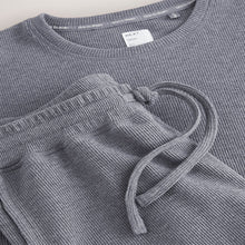 Load image into Gallery viewer, Slate Grey Cosy Waffle Long Sleeve Pyjamas