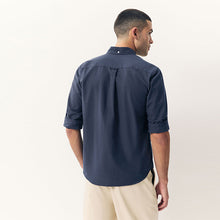 Load image into Gallery viewer, Navy Blue Regular Fit Long Sleeve Oxford Shirt