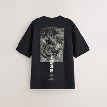 Load image into Gallery viewer, Black Hokusai Relaxed Fit Artist T-Shirt