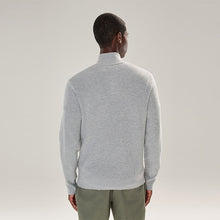 Load image into Gallery viewer, Grey Regular Fit Essential Ribbed Quarter Zip Neck Jumper