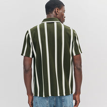 Load image into Gallery viewer, Olive Green Textured Stripe Jersey Shirt