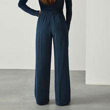 Load image into Gallery viewer, Navy Side Stitch Wide Leg Trousers