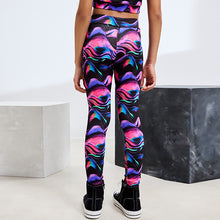 Load image into Gallery viewer, Black Multi Wave Sports Leggings (3-12yrs)