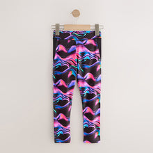 Load image into Gallery viewer, Black Multi Wave Sports Leggings (3-12yrs)
