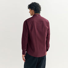 Load image into Gallery viewer, Burgundy Red Stretch Oxford Long Sleeve Shirt