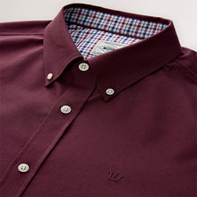 Load image into Gallery viewer, Burgundy Red Stretch Oxford Long Sleeve Shirt