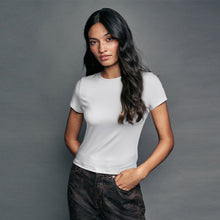 Load image into Gallery viewer, White Soft Touch Slinky Crew Neck Short Sleeve T-Shirt