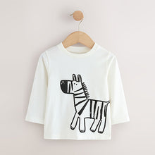 Load image into Gallery viewer, Tan/White/Black Safari Long Sleeve Graphic Print T-Shirts 3 Pack (3mths-6yrs)