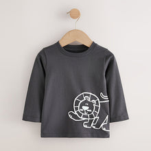 Load image into Gallery viewer, Tan/White/Black Safari Long Sleeve Graphic Print T-Shirts 3 Pack (3mths-6yrs)