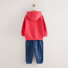 Load image into Gallery viewer, Red/Navy Blue Appliqué Transport Hoodie And Joggers Set (3mths-6yrs)