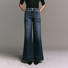 Load image into Gallery viewer, Dark Blue High Rise Stretch Wide Leg Jeans