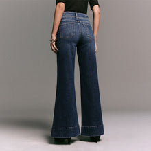 Load image into Gallery viewer, Dark Blue High Rise Stretch Wide Leg Jeans