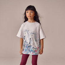 Load image into Gallery viewer, White Horses Oversized Graphic Print T-Shirt (3-12yrs)