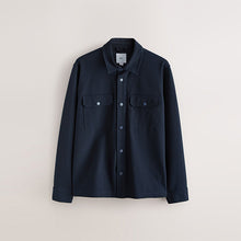 Load image into Gallery viewer, Navy Blue Jersey Twill Popper Shacket