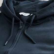 Load image into Gallery viewer, Navy Blue Cotton Rich Heavyweight Jersey Full Zip Hoodie