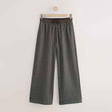 Load image into Gallery viewer, Chocolate Brown Herringbone Satin Waistband Wide Leg Trousers