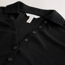 Load image into Gallery viewer, Black N. Premium Long Sleeve Collar Polo Top