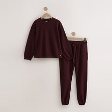 Load image into Gallery viewer, Burgundy Red Cosy Waffle Long Sleeve Pyjamas