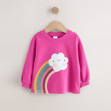Load image into Gallery viewer, Pink Rainbow Cloud Character Long Sleeve T-Shirt (3mths-6yrs)