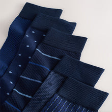 Load image into Gallery viewer, Navy Blues Pattern Smart Socks 5 Pack