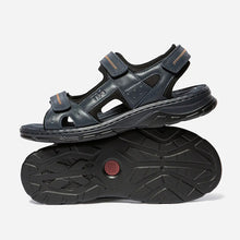Load image into Gallery viewer, Men's flat sandals navy and black JOHALIN