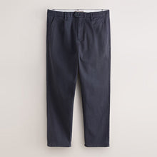 Load image into Gallery viewer, Blue Single Pleat Regular Relaxed Tapered Fit Stretch Chinos Trousers