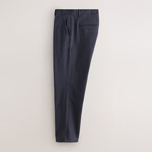 Load image into Gallery viewer, Blue Single Pleat Regular Relaxed Tapered Fit Stretch Chinos Trousers