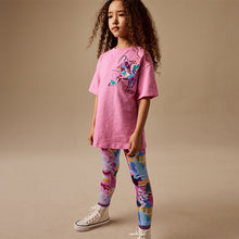 Load image into Gallery viewer, Pink Floral Unicorn T-Shirt and Leggings Set (3-12yrs)