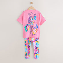 Load image into Gallery viewer, Pink Floral Unicorn T-Shirt and Leggings Set (3-12yrs)