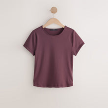 Load image into Gallery viewer, Burgundy Red Soft Touch Slinky Crew Neck Short Sleeve T-Shirt