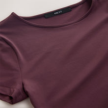 Load image into Gallery viewer, Burgundy Red Soft Touch Slinky Crew Neck Short Sleeve T-Shirt