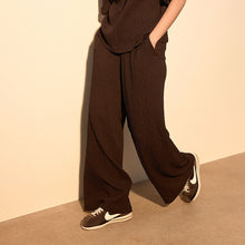 Load image into Gallery viewer, Chocolate Brown Textured Wide Leg Trousers