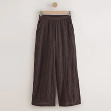 Load image into Gallery viewer, Chocolate Brown Textured Wide Leg Trousers