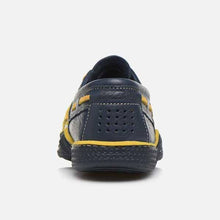 Load image into Gallery viewer, Men's Boat Shoes Navy and Yellow Leather