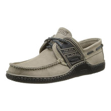 Load image into Gallery viewer, Men's Boat Shoes Beige and Navy Leather
