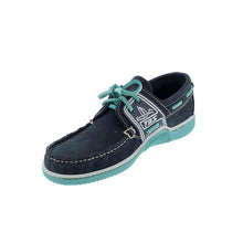 Load image into Gallery viewer, Men's Boat Shoes Navy and Turquoise Leather