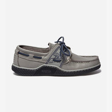 Load image into Gallery viewer, Men's Boat Shoes Grey Leather