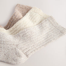 Load image into Gallery viewer, Tonal Neutral Thermal Wool Blend Ankle Socks 3 Pack With Silk